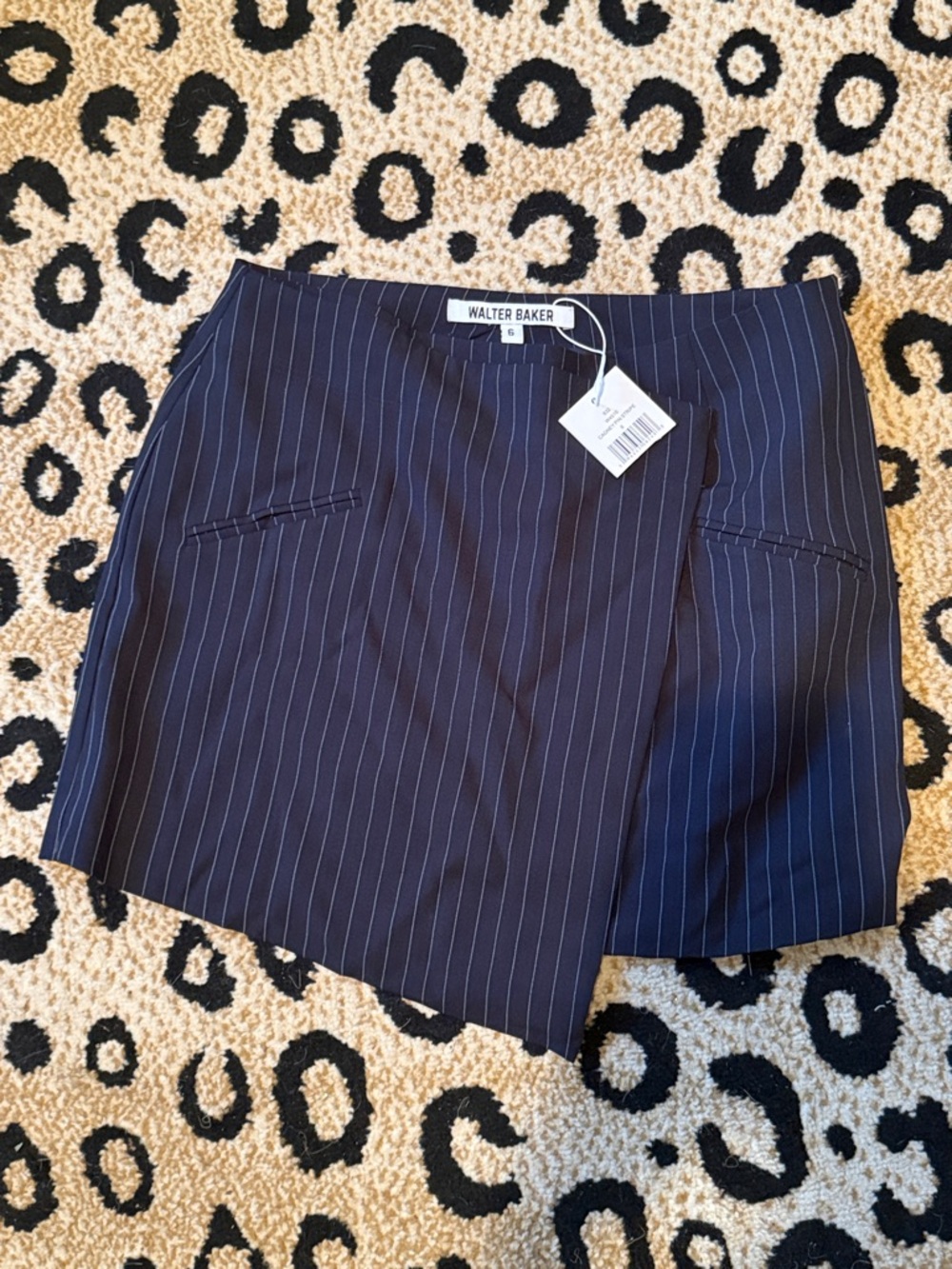 Walter Baker Navy Pinstripe Wrap Skort